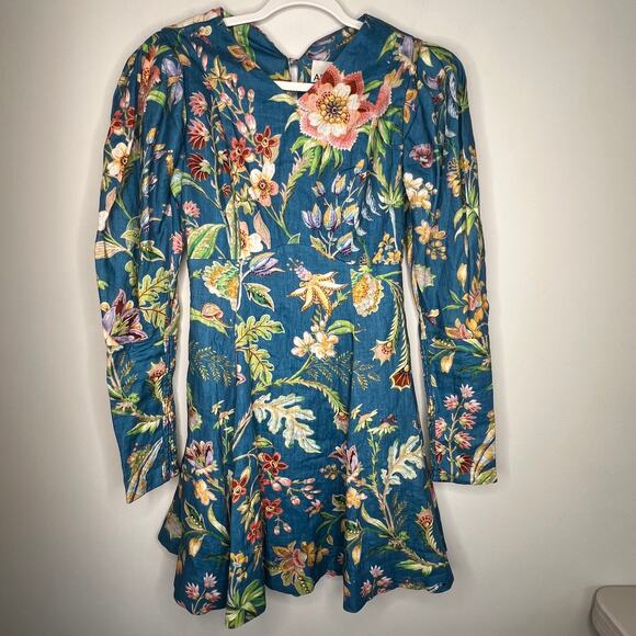 Alemais June Floral Linen Mini Dress Size 4 - Picture 5 of 11